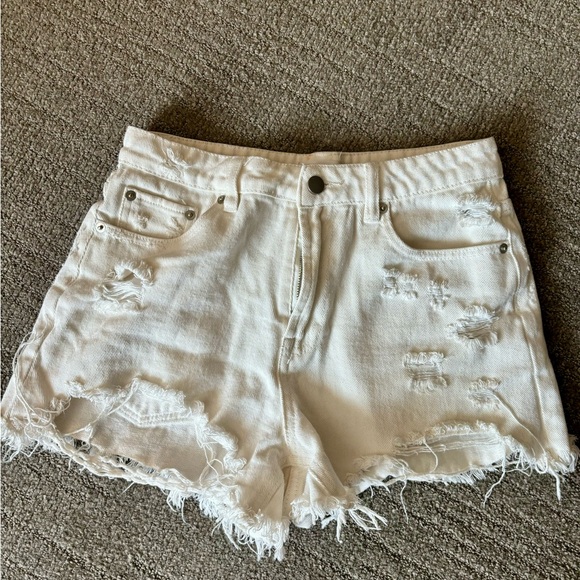 Blu Ivy Young Contemporary White Denim Cut Off Shorts SMALL - Picture 8 of 9